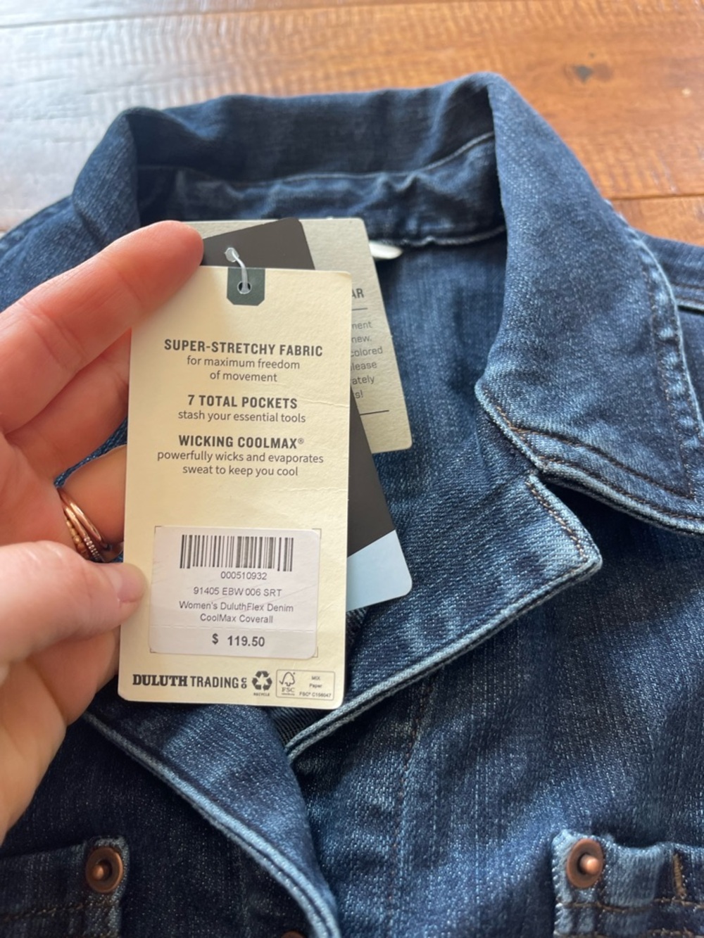 Duluth Trading Double Flex Denim COOLMAX Coverall Women 6 Short Stretch Workwear - Picture 12 of 16